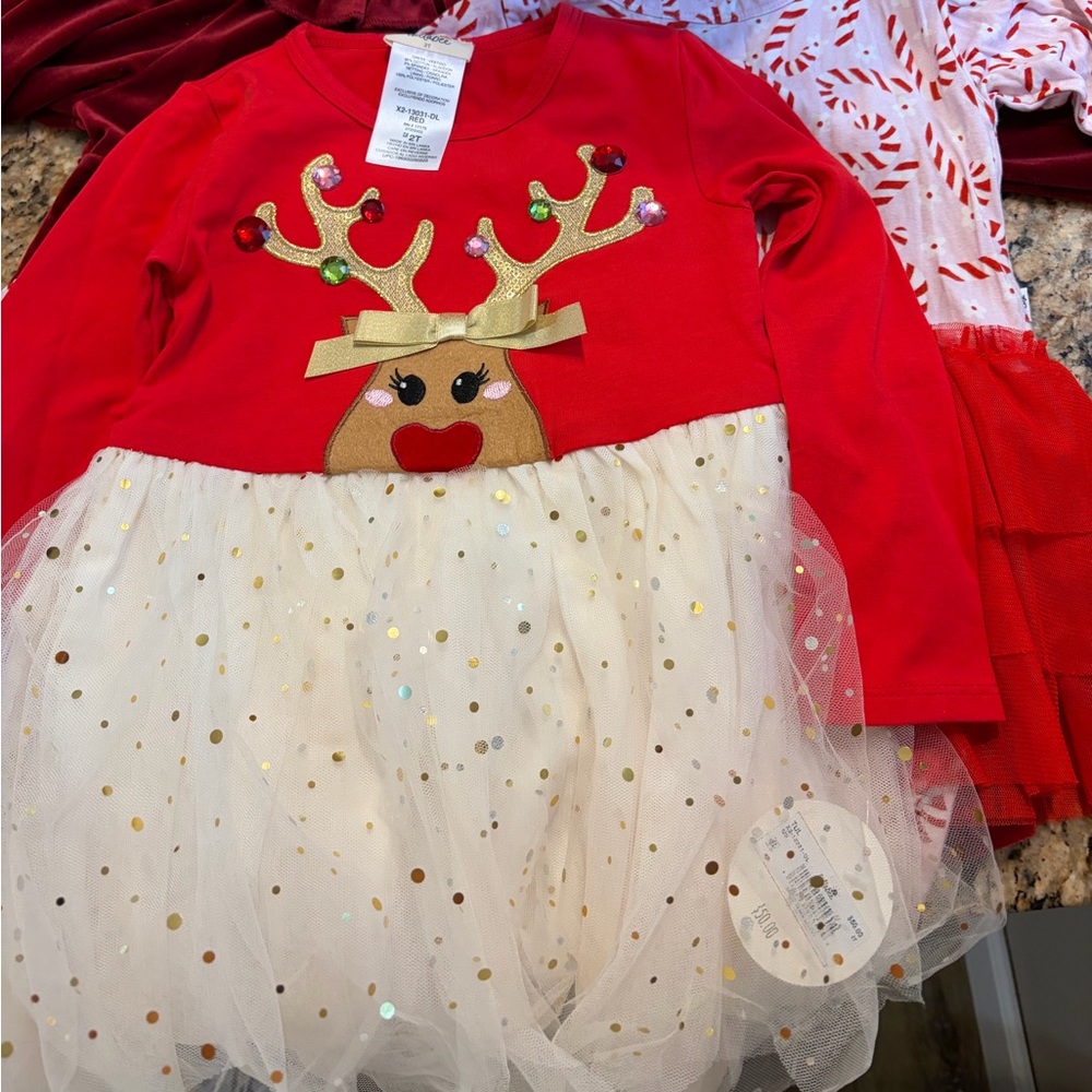 Festive Reindeer Dress with Gold Accents